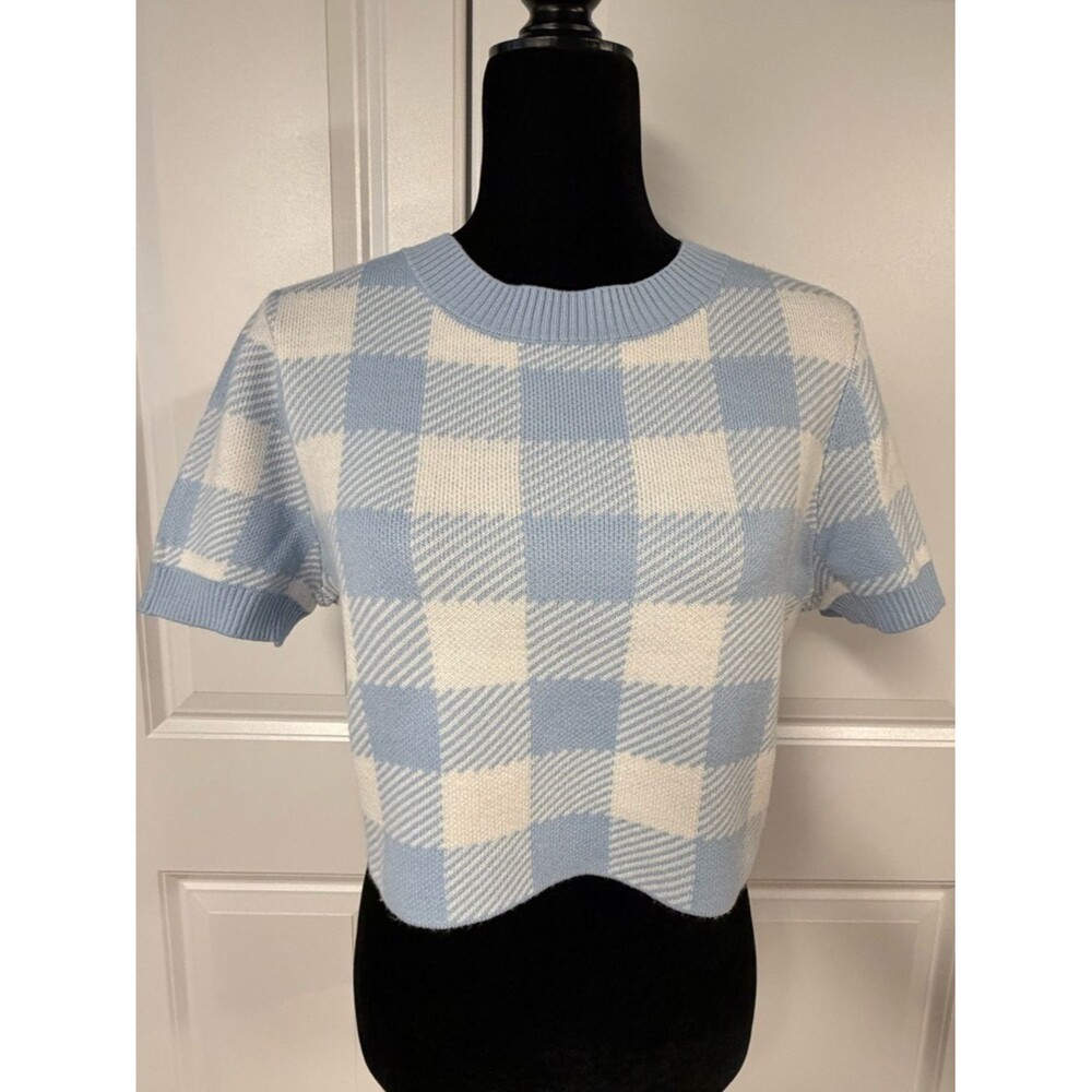 H&M Divided Cropped Checkered Sweater Top